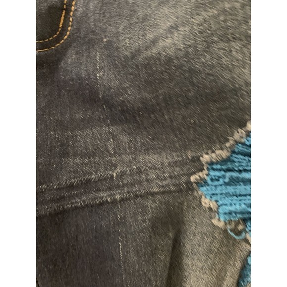 Be Girl Women's Plus Size 16 Blue Capri Jean Shorts Pockets Destroyed Distressed - Picture 10 of 16